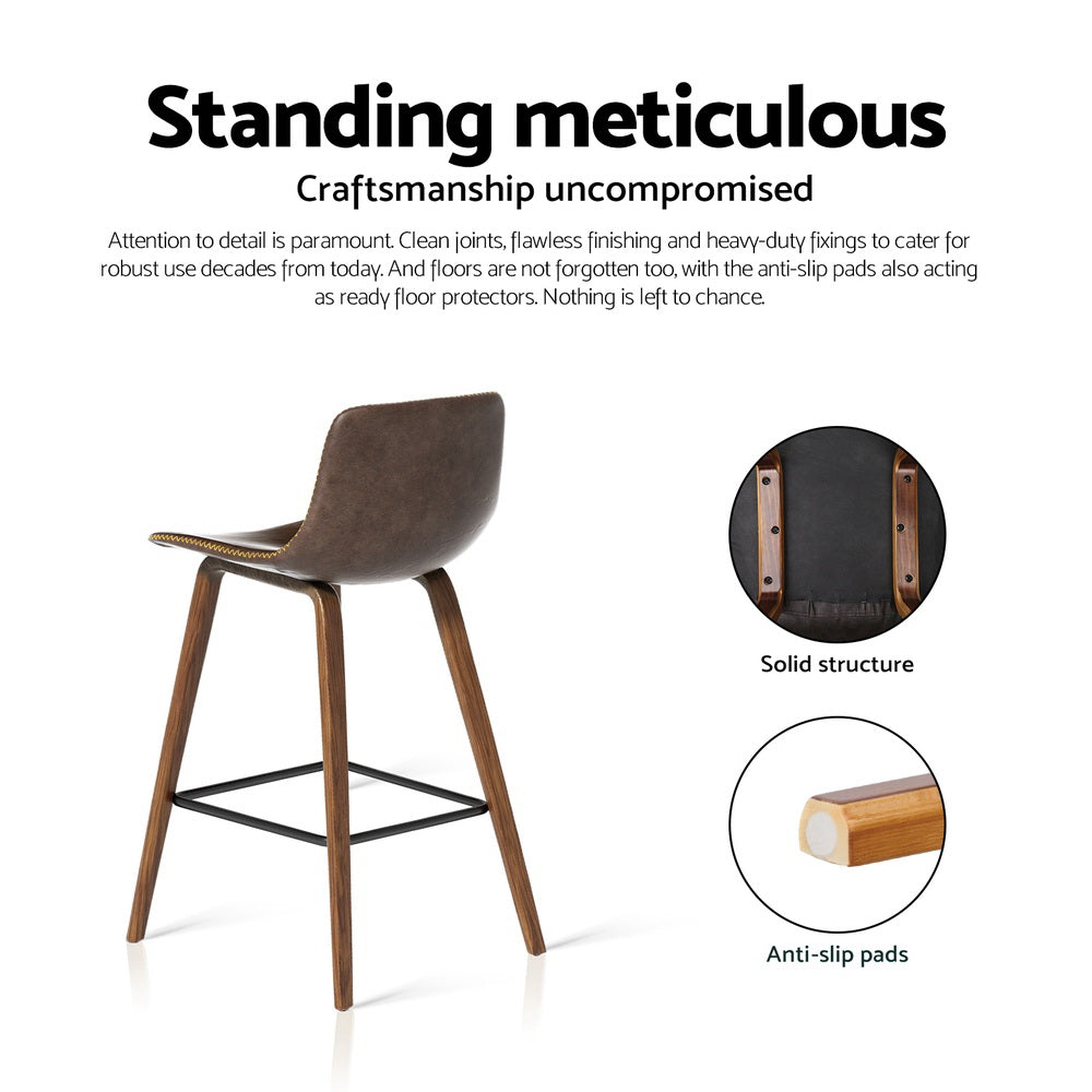 Artiss 4x Bar Stools Vintage Leather Wooden BA-TW-8701-BZX4