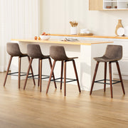 Artiss 4x Bar Stools Vintage Leather Wooden BA-TW-8701-BZX4