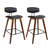 Artiss 2x Bar Stools Leather Padded w/Backrest BA-TW-8782-BKX2