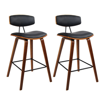 Artiss 2x Bar Stools Leather Padded w/Backrest BA-TW-8782-BKX2