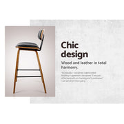 Artiss 2x Bar Stools Leather Padded w/Backrest BA-TW-8782-BKX2