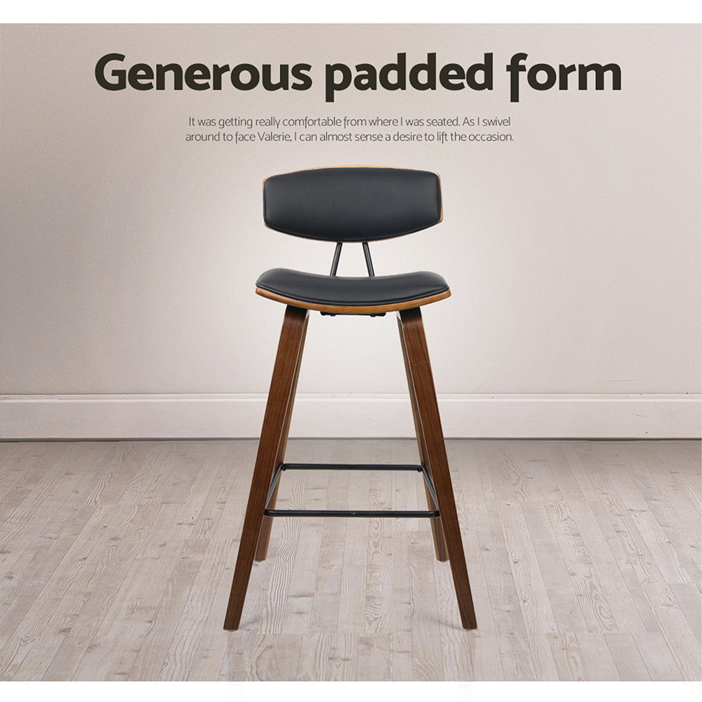 Artiss 2x Bar Stools Leather Padded w/Backrest BA-TW-8782-BKX2