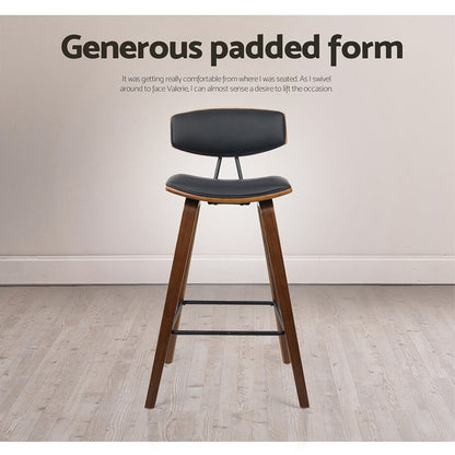 Artiss 2x Bar Stools Leather Padded w/Backrest BA-TW-8782-BKX2