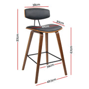 Artiss 4x Bar Stools Leather Padded w/Backrest BA-TW-8782-BKX4