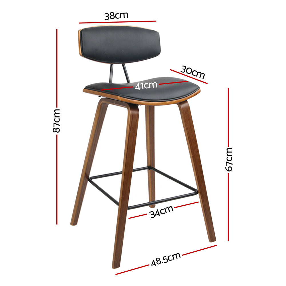 Artiss 4x Bar Stools Leather Padded w/Backrest BA-TW-8782-BKX4