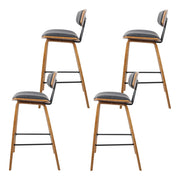 Artiss 4x Bar Stools Leather Padded w/Backrest BA-TW-8782-BKX4