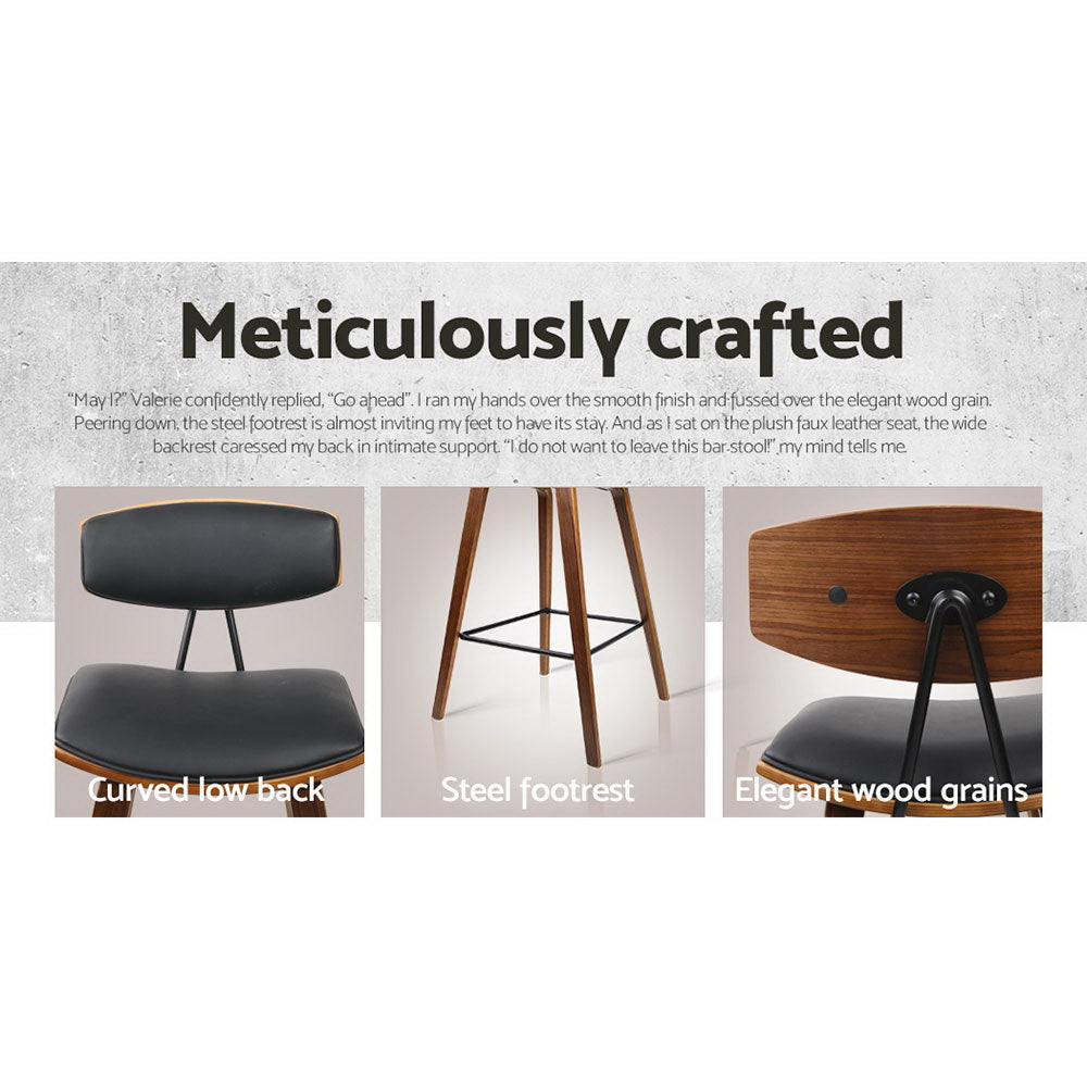 Artiss 4x Bar Stools Leather Padded w/Backrest BA-TW-8782-BKX4