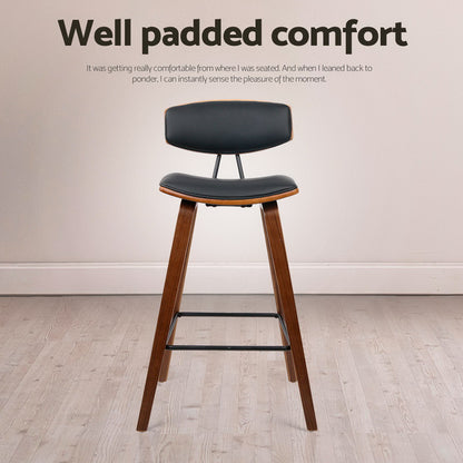 Artiss 4x Bar Stools Leather Padded w/Backrest BA-TW-8782-BKX4