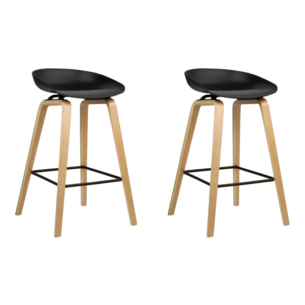 Artiss 2x Bar Stools Wooden BA-TW-8801-BKX2
