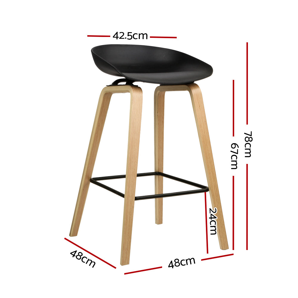 Artiss 2x Bar Stools Wooden BA-TW-8801-BKX2