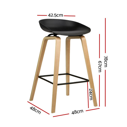 Artiss 2x Bar Stools Wooden BA-TW-8801-BKX2