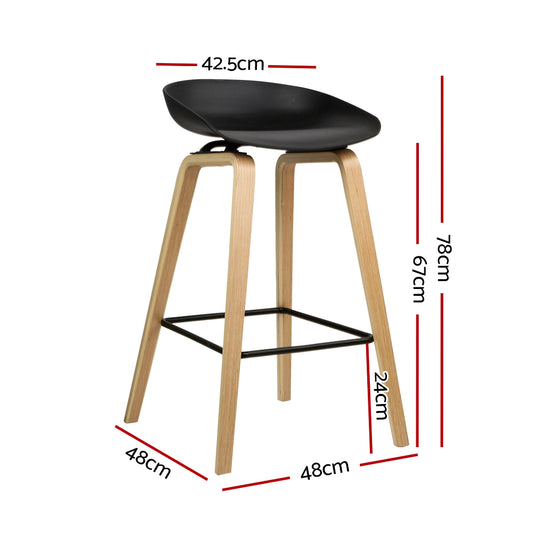 Artiss 2x Bar Stools Wooden BA-TW-8801-BKX2