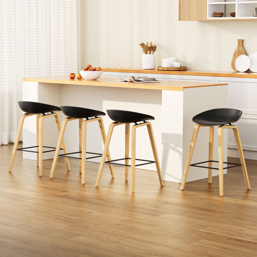 4x Artiss Bar Stools Kitchen Counter Stool Dining Chairs Wooden Black BA-TW-8801-BKX4