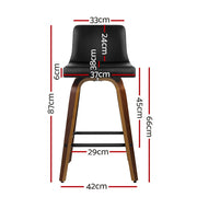 Artiss 2x Bar Stools Swivel Leather Padded Wooden BA-TW-8836-WALX2-AB