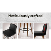Artiss 2x Bar Stools Swivel Leather Padded Wooden BA-TW-8836-WALX2-AB