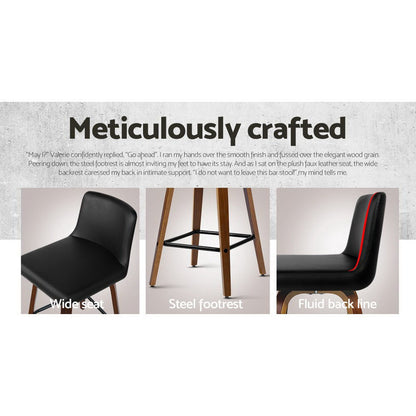 Artiss 2x Bar Stools Swivel Leather Padded Wooden BA-TW-8836-WALX2-AB