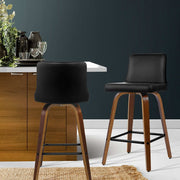 Artiss 2x Bar Stools Swivel Leather Padded Wooden BA-TW-8836-WALX2-AB