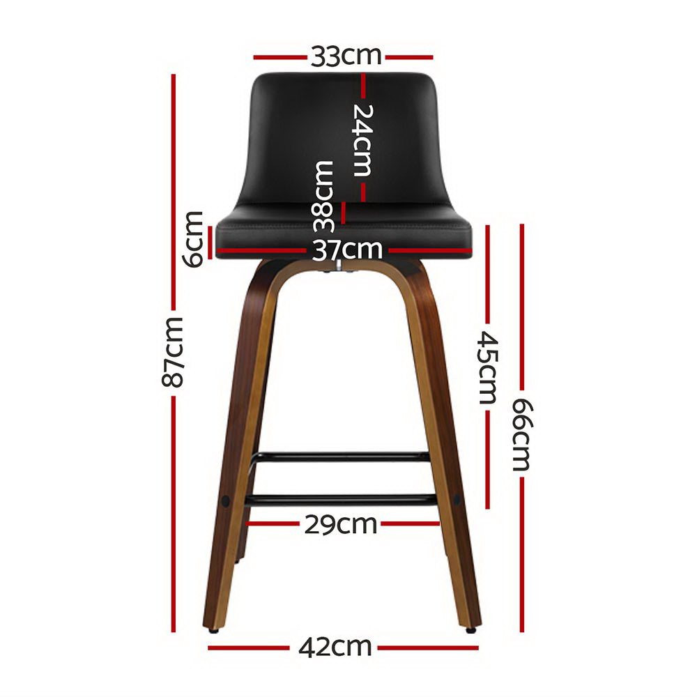 Artiss 4x Bar Stools Swivel Leather Padded Wooden BA-TW-8836-WALX4-AB