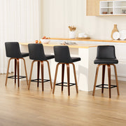 Artiss 4x Bar Stools Swivel Leather Padded Wooden BA-TW-8836-WALX4-AB