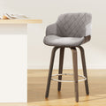 Artiss Bar Stools Swivel Velvet Padded Wooden BA-TW-8908-GY