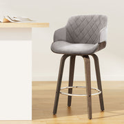 Artiss Bar Stools Swivel Velvet Padded Wooden BA-TW-8908-GY