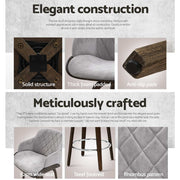 Artiss Bar Stools Swivel Velvet Padded Wooden BA-TW-8908-GY