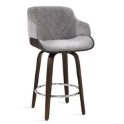 Artiss Bar Stools Swivel Velvet Padded Wooden BA-TW-8908-GY