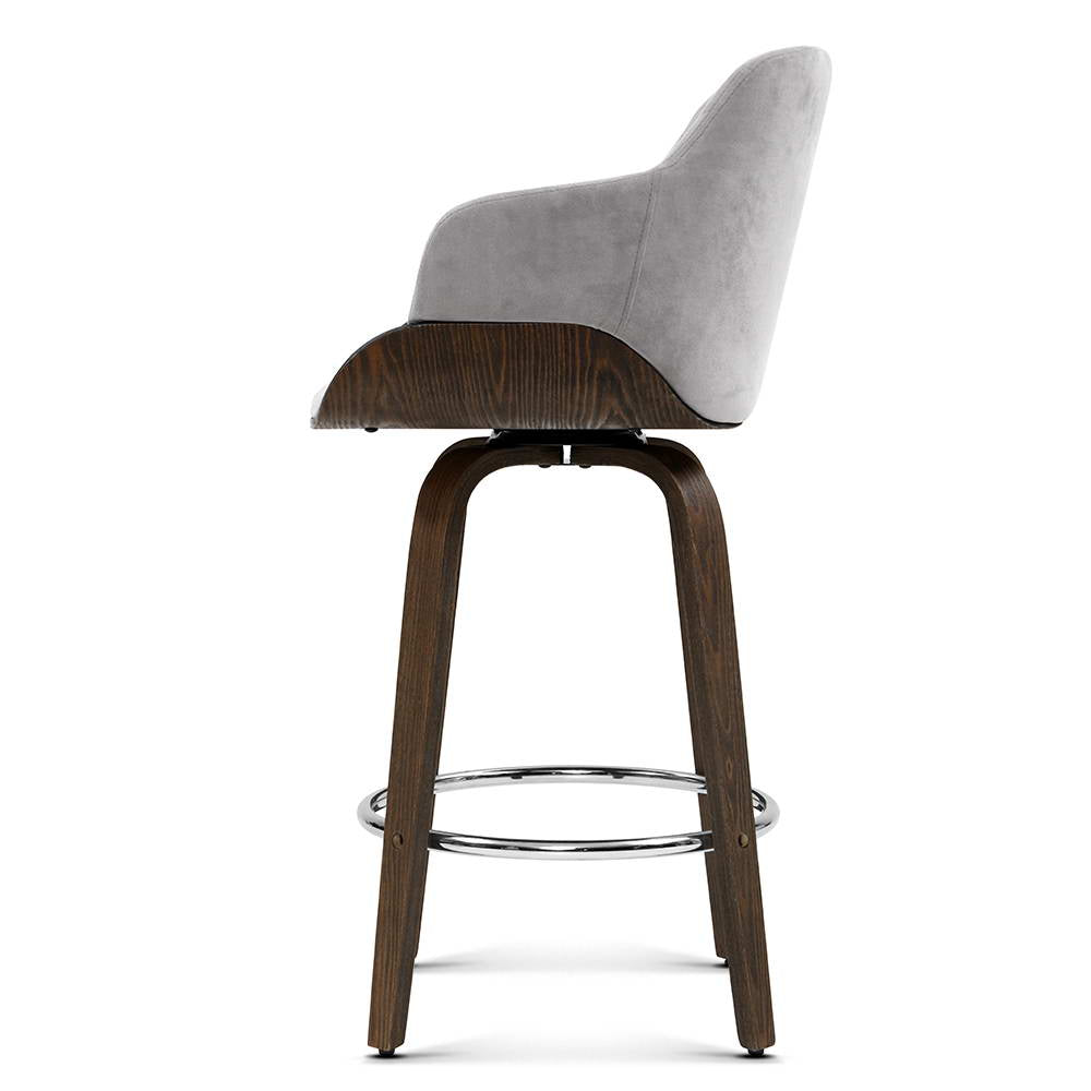 Artiss 2x Bar Stools Swivel Velvet Padded Wooden BA-TW-8908-GYX2