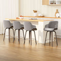 Artiss 4x Bar Stools Swivel Velvet Padded Wooden BA-TW-8908-GYX4