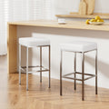 Artiss 2x Bar Stools Leather Padded Metal White BA-TW-9076-WHX2