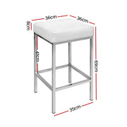 Artiss 2x Bar Stools Leather Padded Metal White BA-TW-9076-WHX2