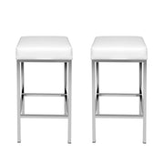 Artiss 2x Bar Stools Leather Padded Metal White BA-TW-9076-WHX2