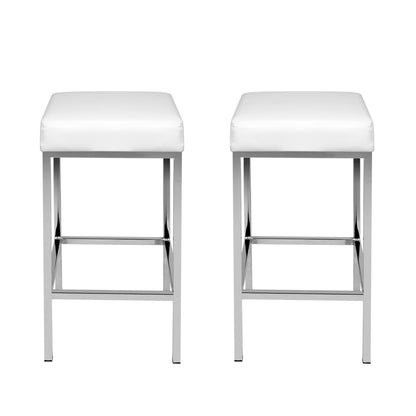 Artiss 2x Bar Stools Leather Padded Metal White BA-TW-9076-WHX2