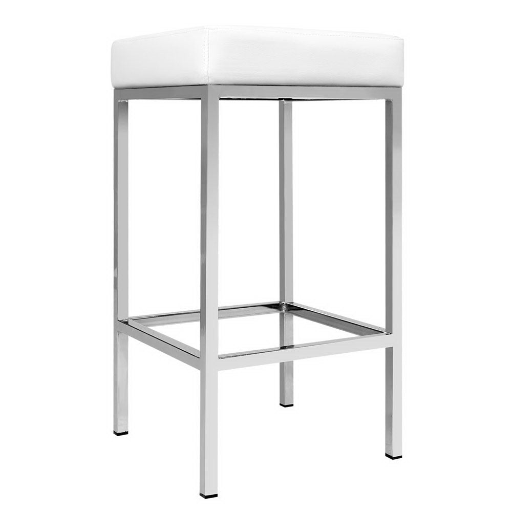 Artiss 2x Bar Stools Leather Padded Metal White BA-TW-9076-WHX2