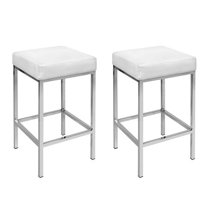 Artiss 2x Bar Stools Leather Padded Metal White BA-TW-9076-WHX2