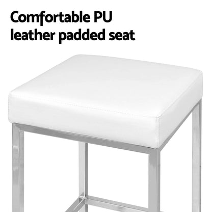 Artiss 4x Bar Stools Leather Padded Metal White BA-TW-9076-WHX4