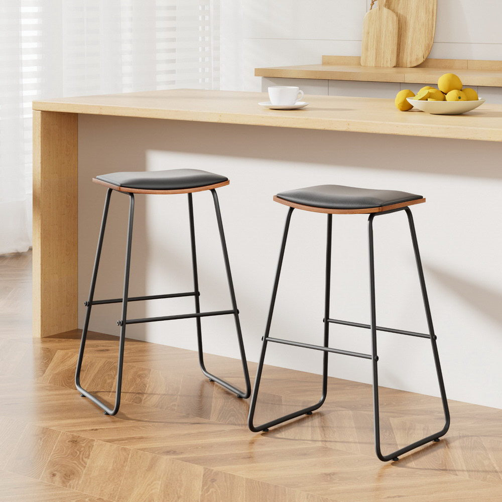 Artiss Bar Stools Kitchen Counter Stools Metal Chairs x2 BA-TW-9078-BKX2
