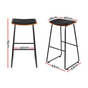 Artiss Bar Stools Kitchen Counter Stools Metal Chairs x2 BA-TW-9078-BKX2