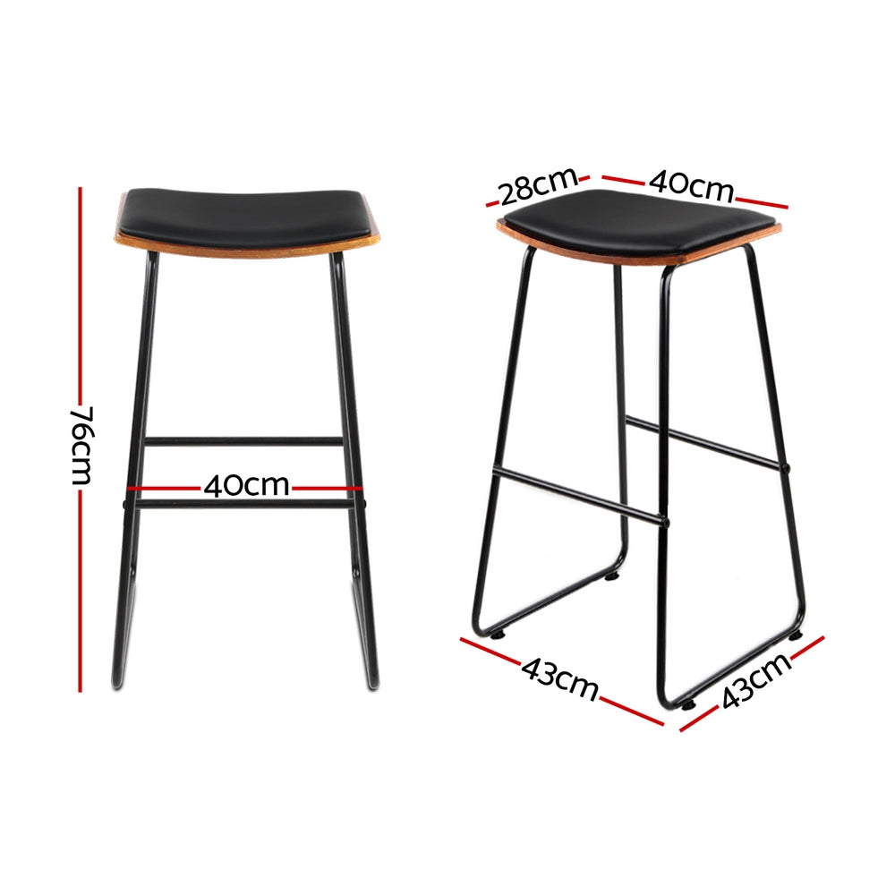 Artiss Bar Stools Kitchen Counter Stools Metal Chairs x2 BA-TW-9078-BKX2