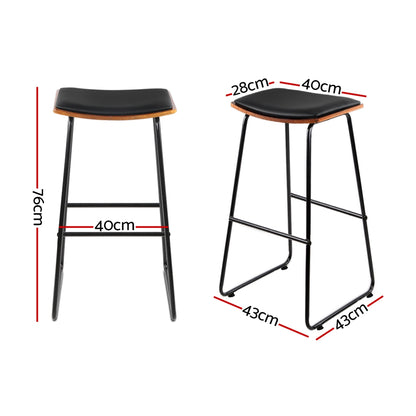 Artiss Bar Stools Kitchen Counter Stools Metal Chairs x2 BA-TW-9078-BKX2