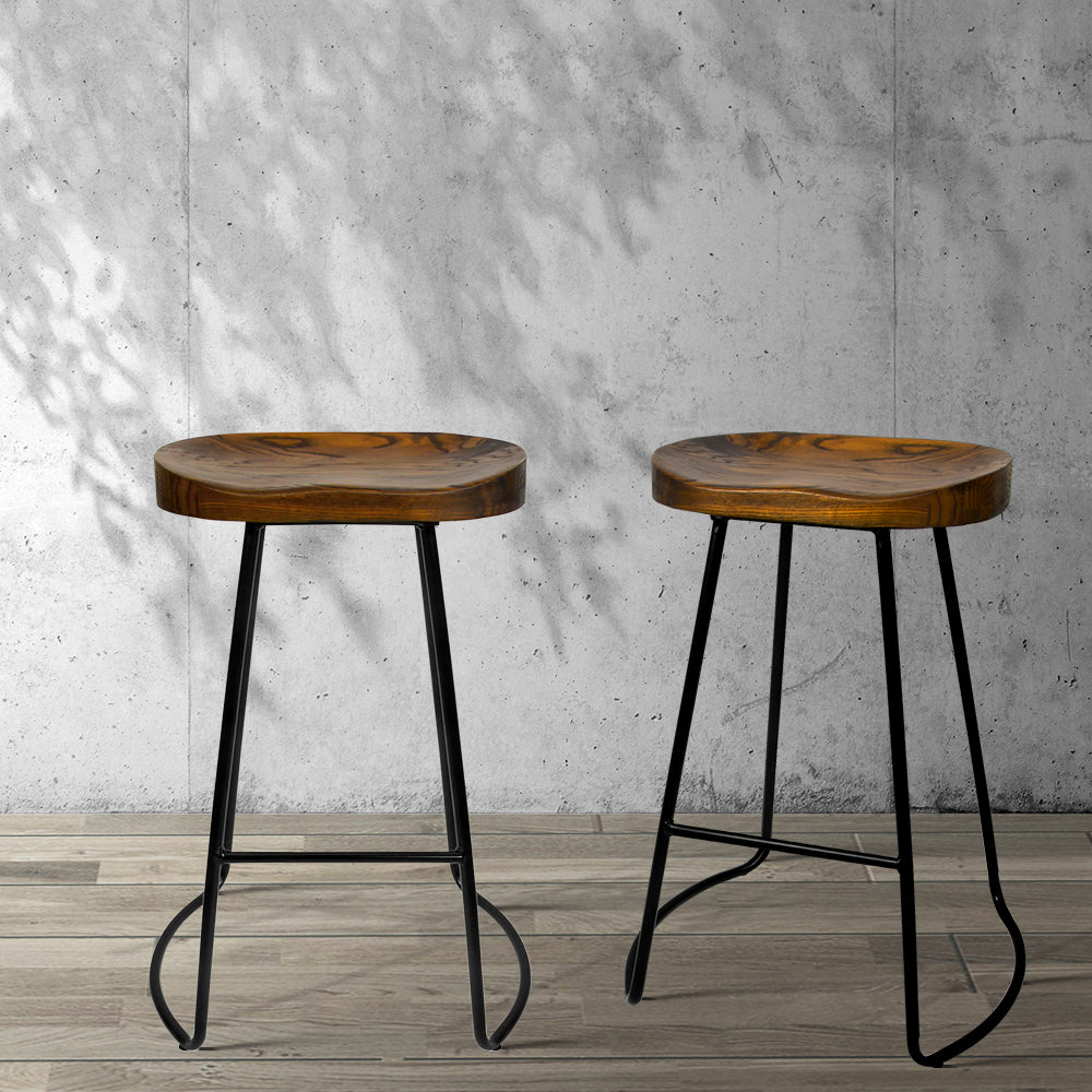 Artiss 2x Bar Stools Tractor Seat 65cm BA-TW-9090-H65-BKX2