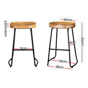 Artiss 2x Bar Stools Tractor Seat 65cm Wooden BA-TW-9090-H65-NTX2