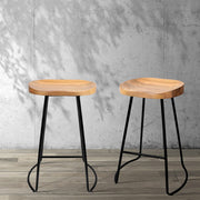 Artiss 2x Bar Stools Tractor Seat 65cm Wooden BA-TW-9090-H65-NTX2
