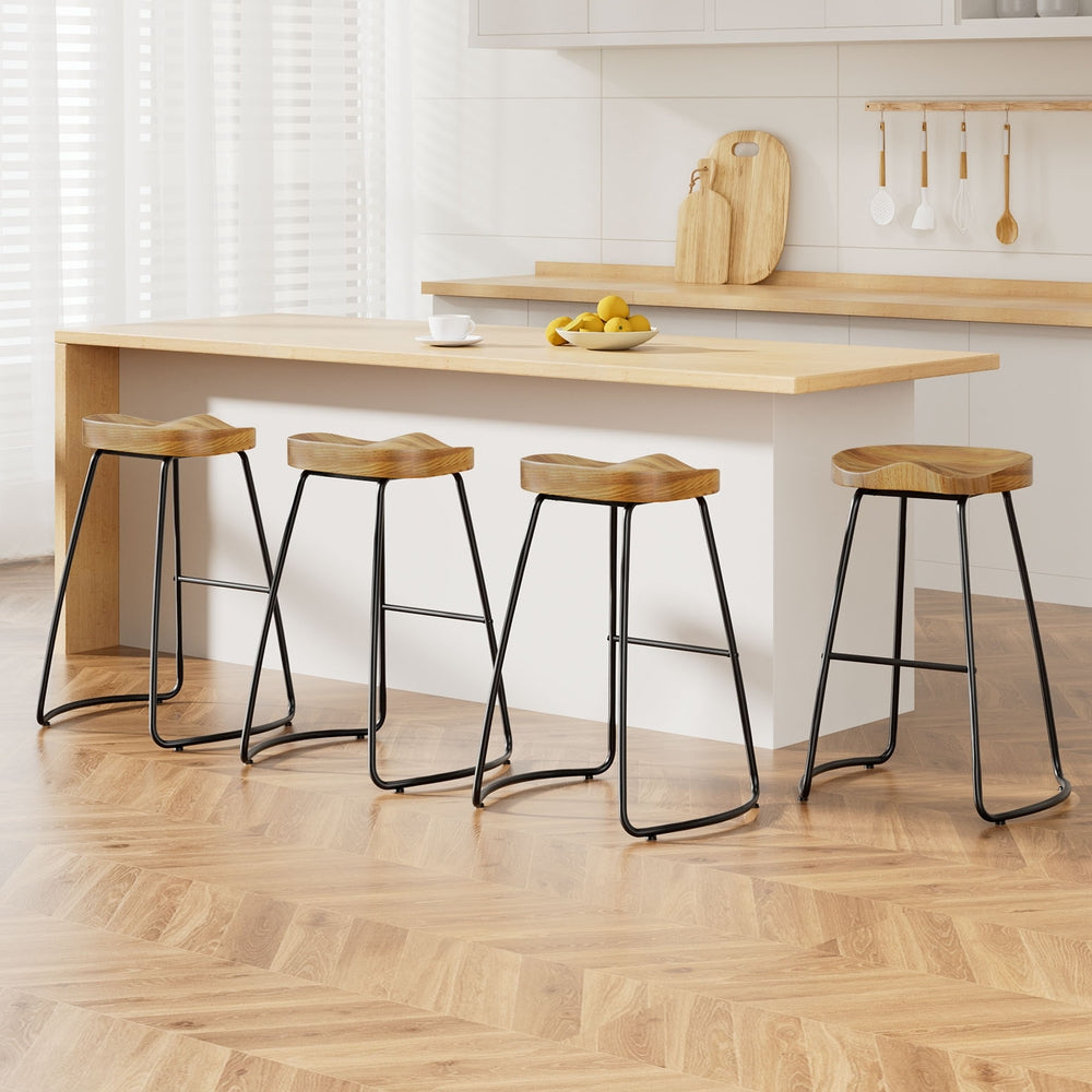 Artiss 4x Bar Stools Tractor Seat 65cm Wooden BA-TW-9090-H65-NTX4