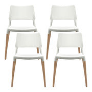 Artiss Dining Chairs Set of 4 Plastic Wooden Stackable White BA-TW-M2503-086-WHX4