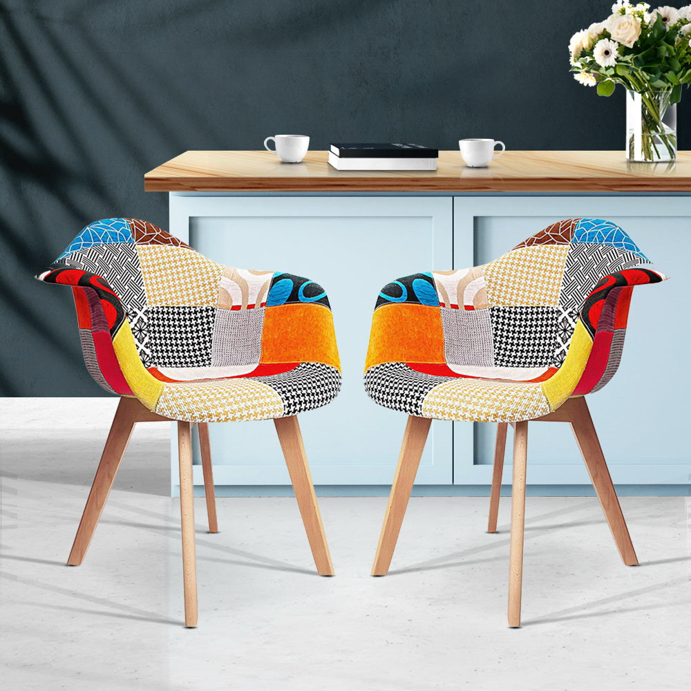 Artiss Dining Chairs Set of 2 Fabric Retro Replica DSW BA-TW-M2503-66FBX2