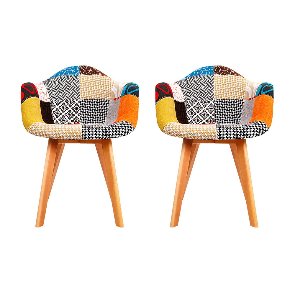Artiss Dining Chairs Set of 2 Fabric Retro Replica DSW BA-TW-M2503-66FBX2