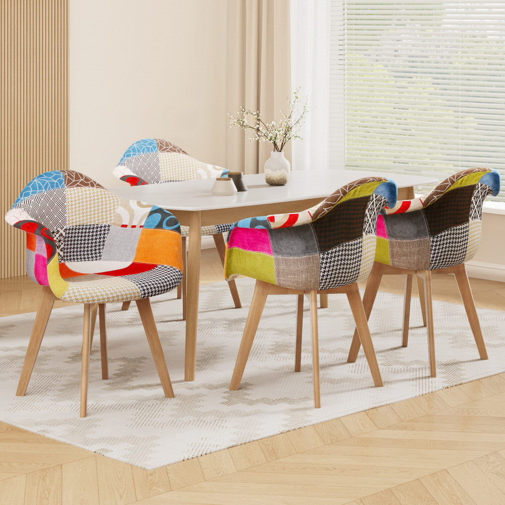 Artiss Dining Chairs Set of 4 Fabric Retro Replica DSW BA-TW-M2503-66FBX4