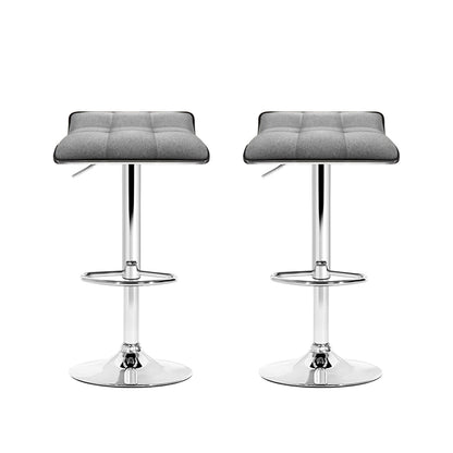 Artiss 2x Bar Stools Linen Padded Gas Lift BA-TW-NEW1002A-GYX2