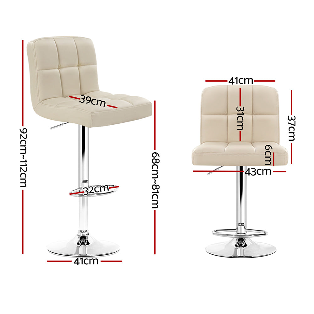 Artiss 2x Bar Stools Leather Gas Lift Beige BA-TW-NEW1055-BGX2